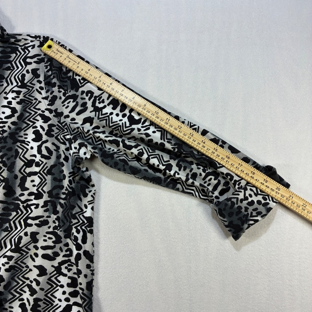Kim Rogers Leopard Chevron Zip Up Track Jacket Womens Large Gray Black White - Picture 10 of 10